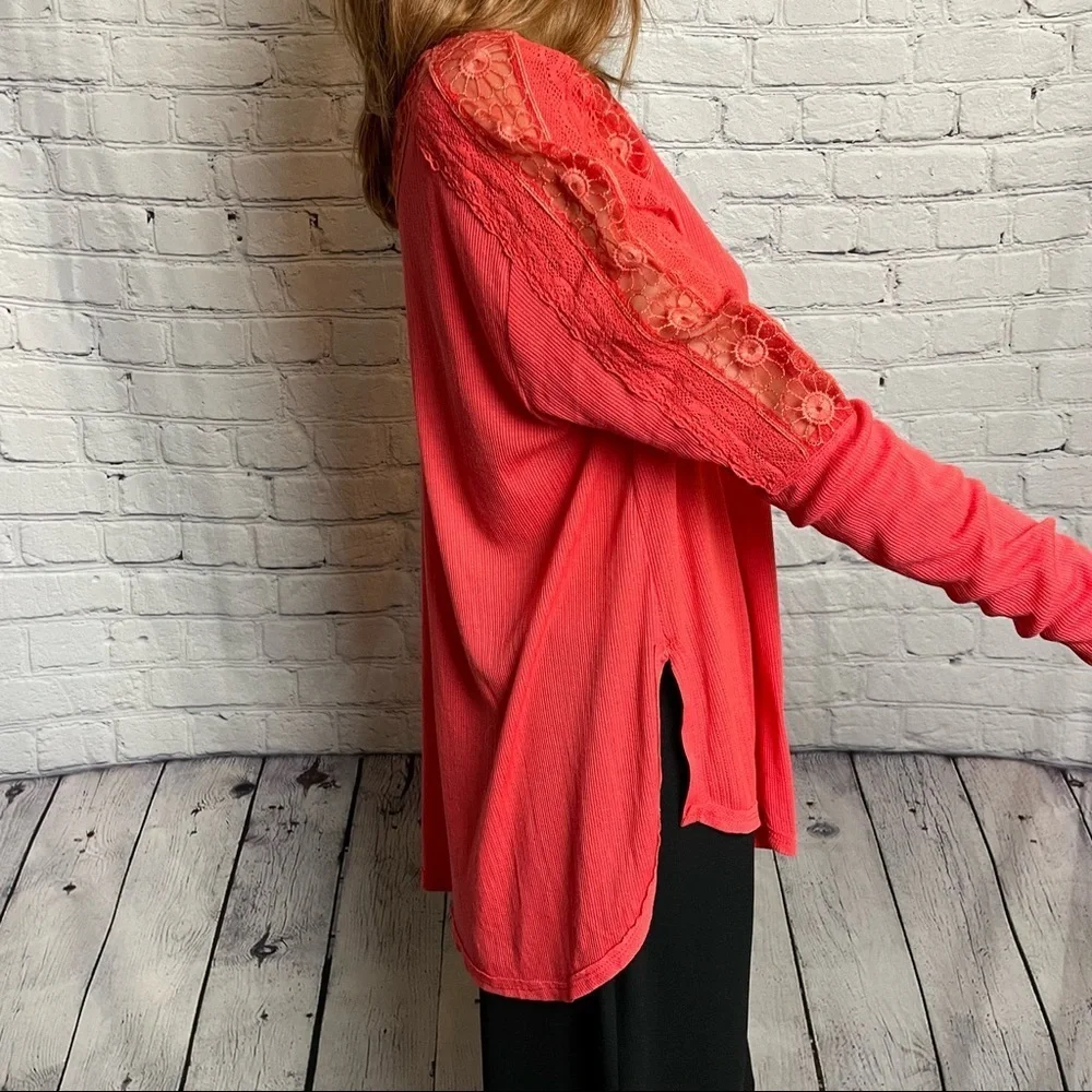 NWT New Free People Lola Lace Trim V-Neck Top Size XS